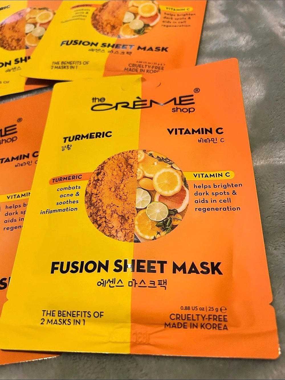 the CREME shop Fusion Sheet Mask Turmeric & Vitamin C Sheet Masks bundle NWT - Picture 2 of 4